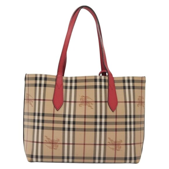 BURBERRY Nova Check Tote Bag PVC Beige Pink gold Auth - Picture 3 of 15